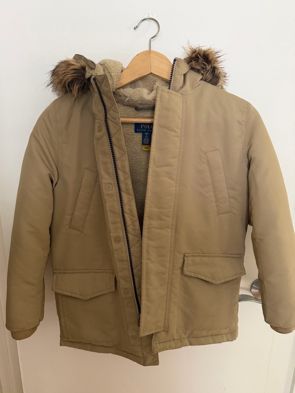 Polo by Ralph Lauren Cream Sherpa-Lined Jacket for Kids